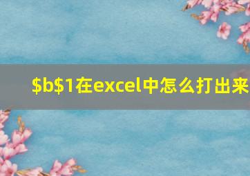 $b$1在excel中怎么打出来