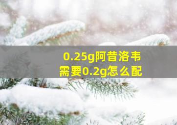 0.25g阿昔洛韦需要0.2g怎么配