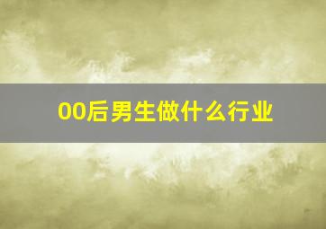 00后男生做什么行业