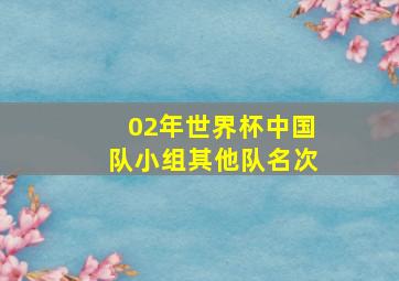 02年世界杯中国队小组其他队名次