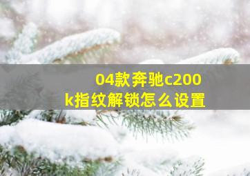 04款奔驰c200k指纹解锁怎么设置