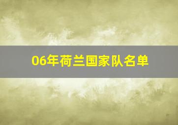 06年荷兰国家队名单