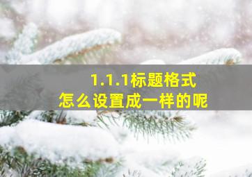 1.1.1标题格式怎么设置成一样的呢