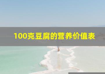 100克豆腐的营养价值表