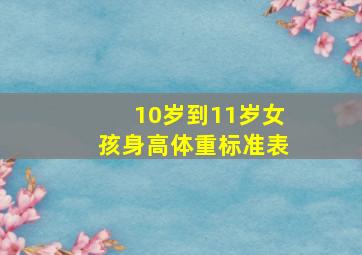 10岁到11岁女孩身高体重标准表