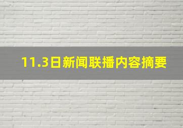 11.3日新闻联播内容摘要