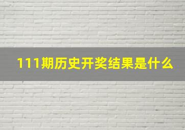 111期历史开奖结果是什么