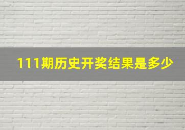 111期历史开奖结果是多少