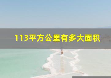 113平方公里有多大面积