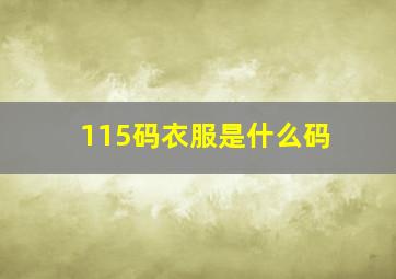 115码衣服是什么码