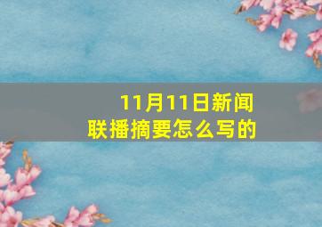 11月11日新闻联播摘要怎么写的