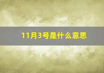 11月3号是什么意思