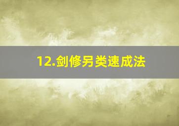 12.剑修另类速成法