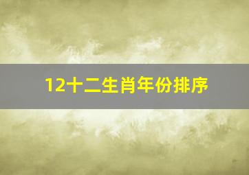 12十二生肖年份排序