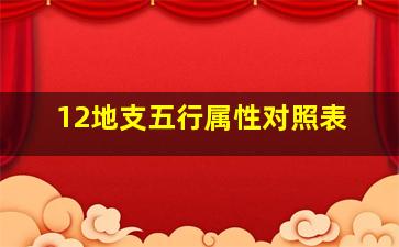 12地支五行属性对照表