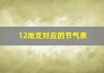 12地支对应的节气表