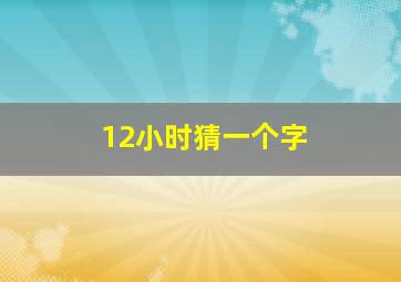 12小时猜一个字