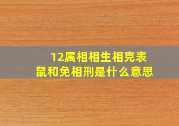 12属相相生相克表鼠和免相刑是什么意思