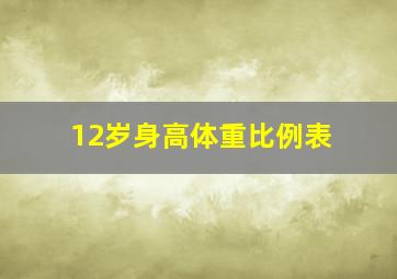 12岁身高体重比例表