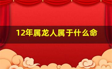 12年属龙人属于什么命