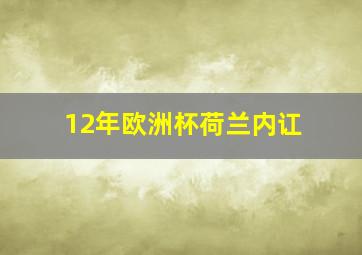 12年欧洲杯荷兰内讧