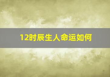 12时辰生人命运如何