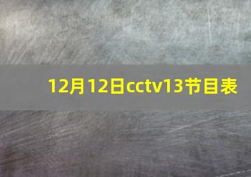 12月12日cctv13节目表