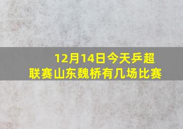 12月14日今天乒超联赛山东魏桥有几场比赛