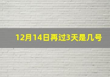 12月14日再过3天是几号