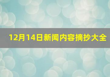 12月14日新闻内容摘抄大全