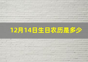 12月14日生日农历是多少