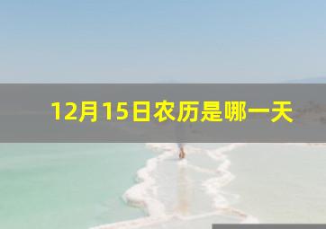 12月15日农历是哪一天