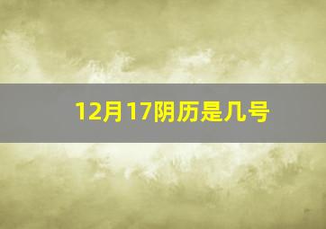 12月17阴历是几号