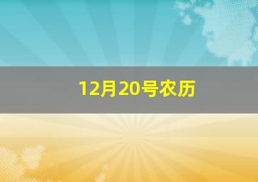 12月20号农历