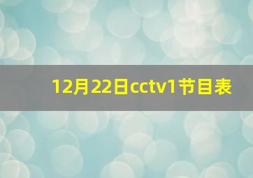 12月22日cctv1节目表