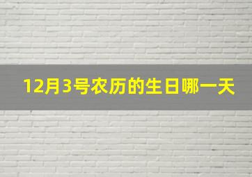 12月3号农历的生日哪一天