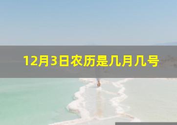 12月3日农历是几月几号