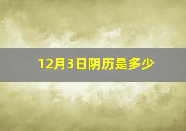 12月3日阴历是多少