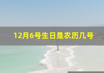 12月6号生日是农历几号