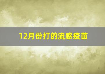 12月份打的流感疫苗