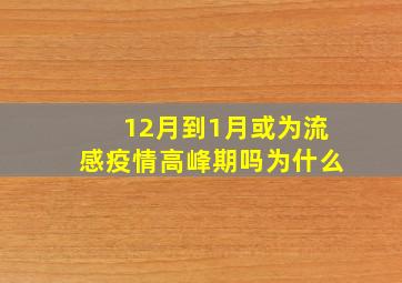 12月到1月或为流感疫情高峰期吗为什么