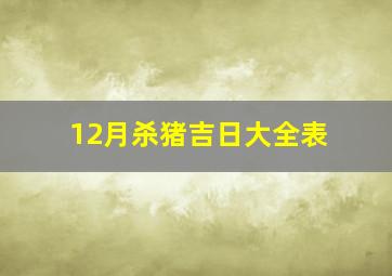 12月杀猪吉日大全表