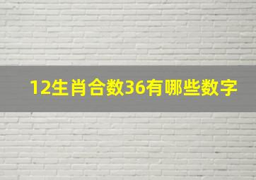 12生肖合数36有哪些数字