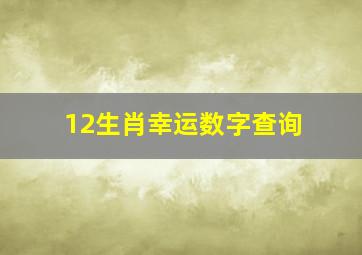 12生肖幸运数字查询