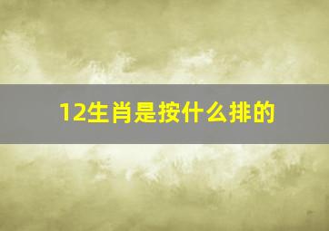 12生肖是按什么排的