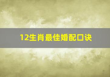 12生肖最佳婚配口诀