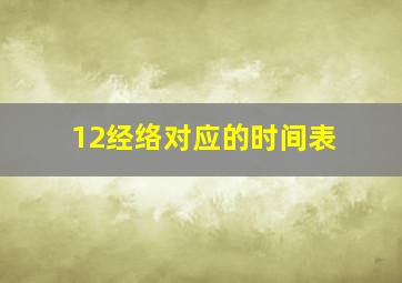 12经络对应的时间表