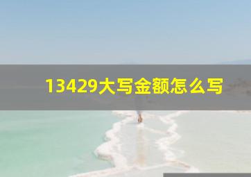 13429大写金额怎么写