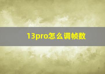 13pro怎么调帧数