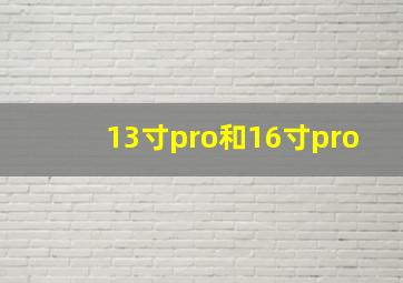 13寸pro和16寸pro